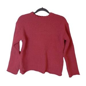 ASOS Bershka Red Chenille Soft Crewneck Sweater Size XS